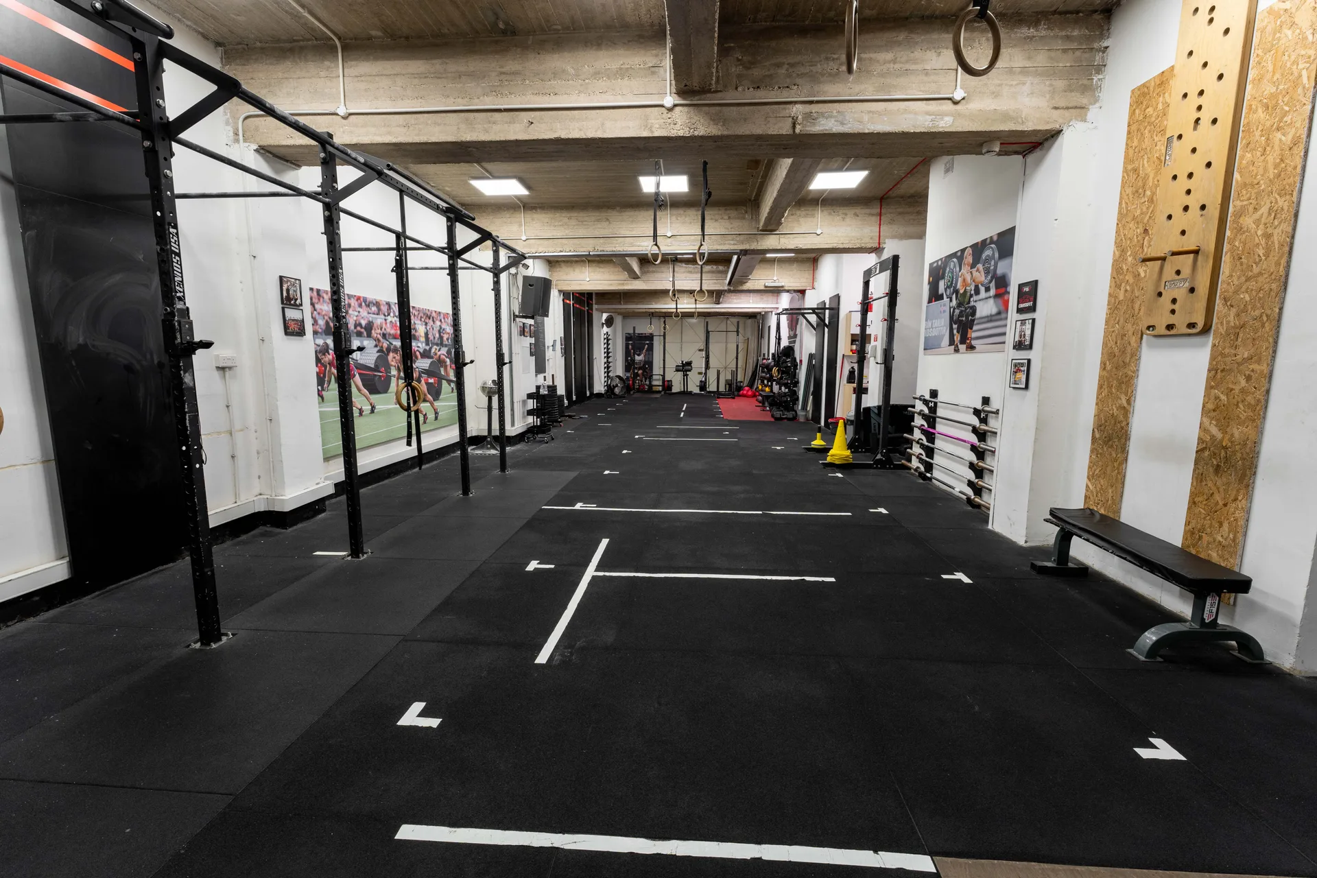 Empty CrossFit training floor with rigs and rings at F15 Training CENTR Malta